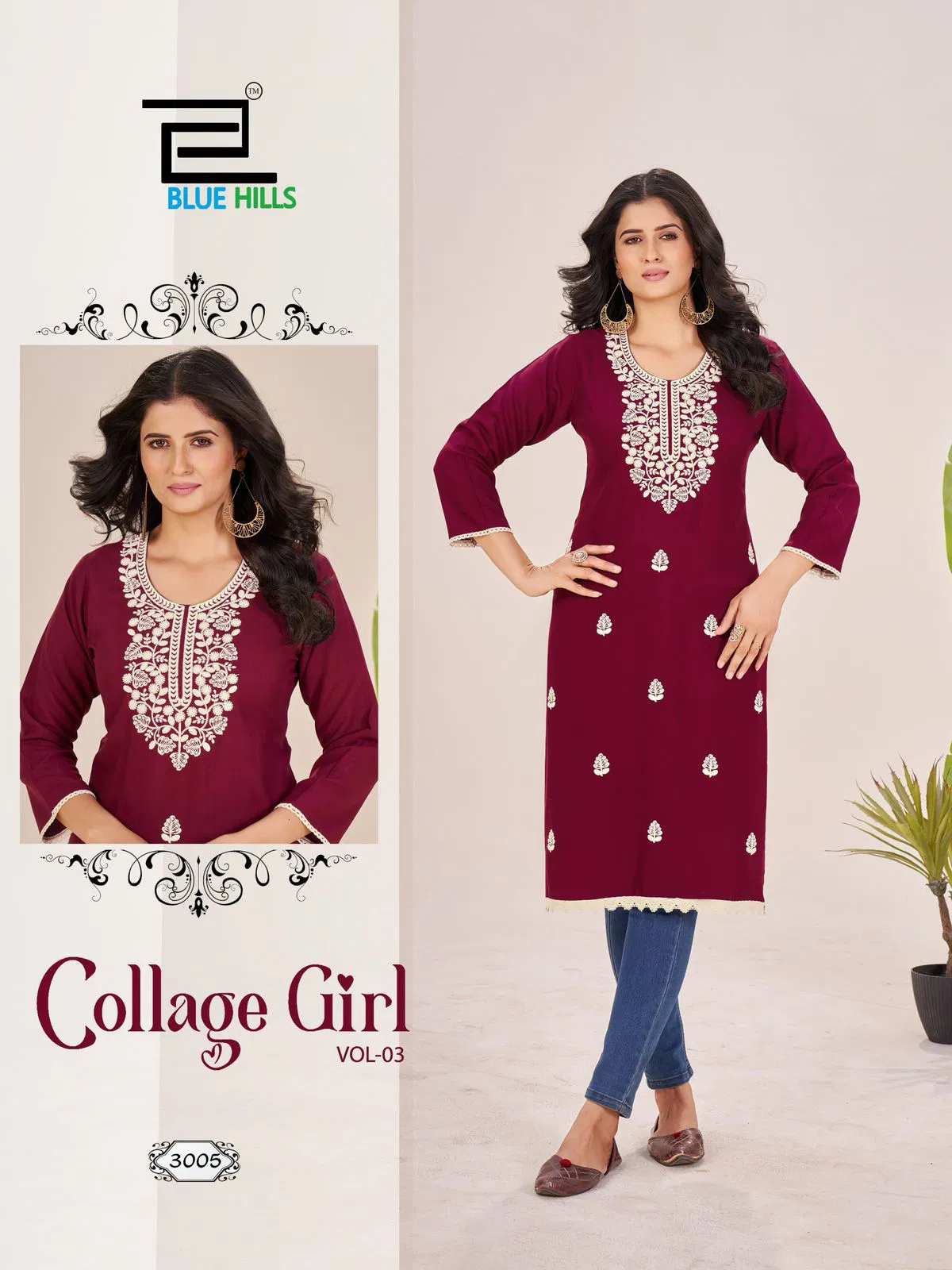 Collage Girl Vol 3 By Blue Hills Rayon Lucknawi Kurtis Wholesale Shop In Surat
